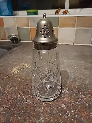 Buy Cut Glass Sugar Shaker With Silver Plate Collar And Top 17 Cm High • 10£