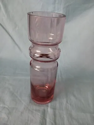 Buy Pink Glass Hooped Narrow Vase- Probably Swedish-21cm X 6cm- Chip • 17£