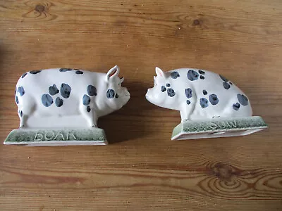 Buy Rye Pottery Saddleback Boar And Sow VGC Sold As A Pair - Both VGC No Boxes • 29.99£