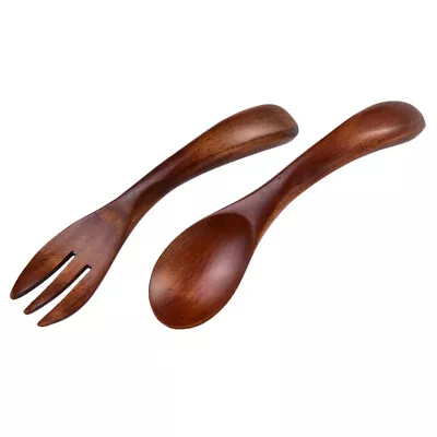Buy Kitchen Wooden Children's Fork And Spoon Kids Dinnerware Set Japanese-style • 7.55£