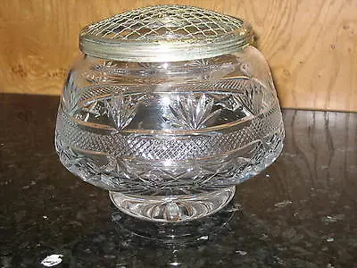 Buy Thomas Webb Crystal Large Rose Bowl Vintage With Plated Mesh Cover Circa 1970's  • 49.99£