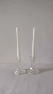Buy Vintage Glass Candlestick Candle Holders Bubble Glass Pair • 8£