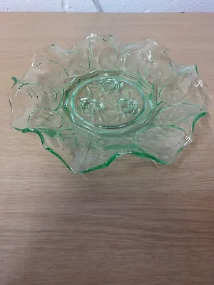 Buy Vintage Green Glass Shallow Fruit Bowl • 10.99£