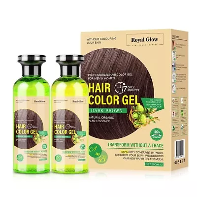 Buy Royal Glow Dark Brown Hair Colour Gel For Men And Women 2 X 250ml Saloon Quality • 14.99£