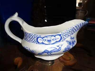Buy British Anchor Pottery Gravy Or Sauce Boat Exotic Bird Circa 1890 Blue & White  • 14.99£