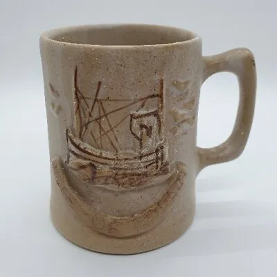Buy Craw Isle Of Arran Ship Boat Studio Pottery Coffee Mug Cup Brown Natural Tones • 12£