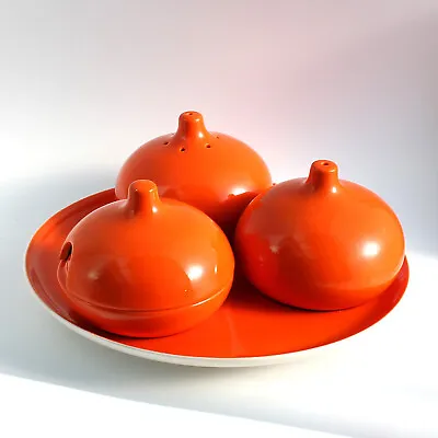 Buy Vintage 1960-70s Carlton Ware Orange Round Ceramic Salt & Pepper Cruet Set • 35£