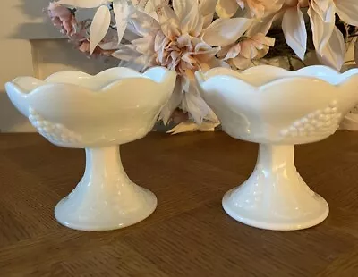 Buy Pair Of Vintage Indiana Milk Glass Grape Harvest Candle Holders 1960's 4  Tall • 18.97£