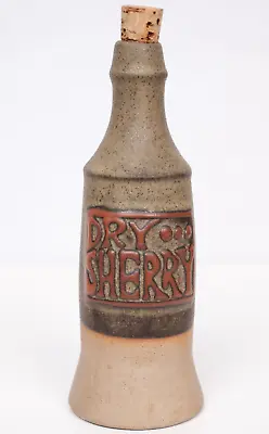 Buy Vintage Tremar Bottle Studio Pottery Decanter Dry Sherry Cornish 1970s + Cork • 13.59£