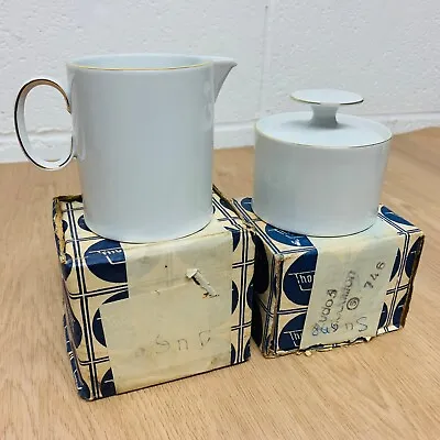 Buy Vintage Thomas Germany Milk Jug & Sugar Bowl White With Gold Trim Original Box • 14.95£