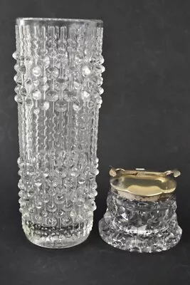 Buy 1969 Czech Pressed Glass Vase Frantisek Peceny, Cut Glass Sugar Pot With Tongs  • 24.99£