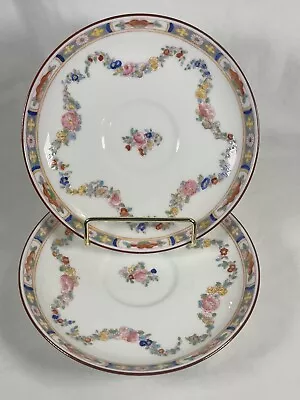 Buy Antique Set 3 England MINTON ROSE Replacement Saucer 5 3/4in. Red Trim Rim A4807 • 26.69£