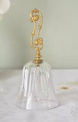 Buy Vintage Cristal Au Plomb (Lead Crystal) Bell With Gold Ornate Handle Italy • 29£