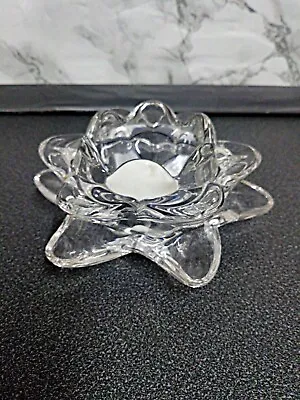 Buy Clear Glass Lotus Flower Shaped Tea Light Candle Holder • 3.50£