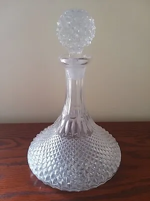 Buy Lovely Vintage 1950s Crystal Glass Diamond Pattern Ships Decanter And Glass Stop • 24.95£