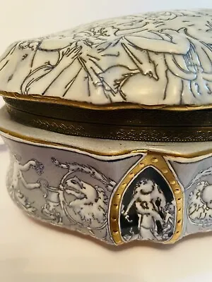 Buy French Jewellery Box Sevres Antique Porcelain  Jewellery Box 11.5” Wide • 196.50£