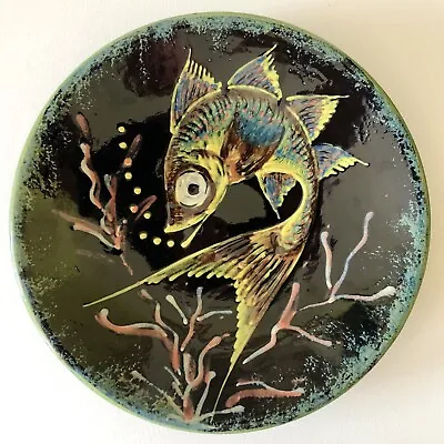 Buy ARTIST SIGNED Puigdemont SPAIN Art Pottery REDWARE Fish Plate MID CENTURY MODERN • 151.43£