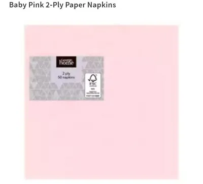 Buy 50 Pk Baby Pink Paper Napkins 33 X 33cm Party Table Decoration  • 5£