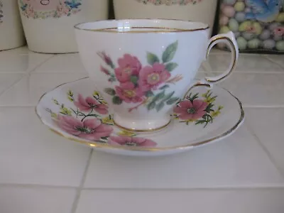 Buy Vintage Royal Vale Teacup And Saucer With Floral Pink Wild  Roses England • 11.86£