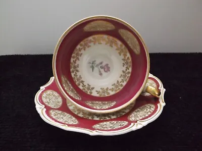 Buy Vintage Schwarzenhammer Bavaria Multicolor Teacup And Saucer Gold Details • 25.85£