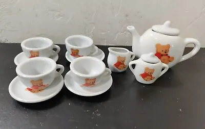 Buy Vintage Child's Porcelain Teddy Bear Tea Set Battat Inc. Service For 4 • 18.97£