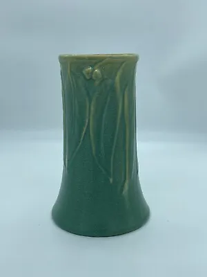 Buy Vintage Tall Australian Melrose Green Glaze Vase W Gum Leaf Pattern • 89.84£