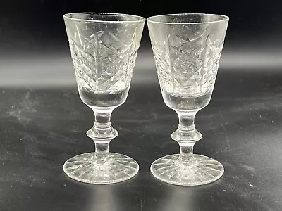 Buy Vintage Pair Of Edinburgh Lead Crystal Glass Sherry Footed Shot Glasses • 19.99£