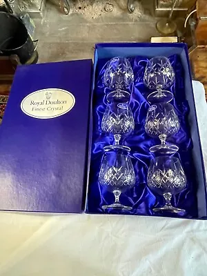 Buy Set Of Six Royal Doulton Finest Crystal  Flamenco  Goblets Still Boxed • 30£