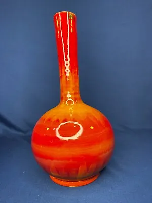 Buy Italian Fiery Volcano Lava Red Orange Studio Art Pottery Vase S. Stefano Sicily • 24£