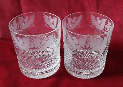 Buy Edinburgh Crystal Thistle Pattern - Pair Of Large 'Old Fashioned' Whisky Glasses • 240£