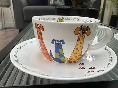 Buy Dunoon Fine Bone China Animal Crackers Dogs Large Cup And Saucer VGC • 14.99£