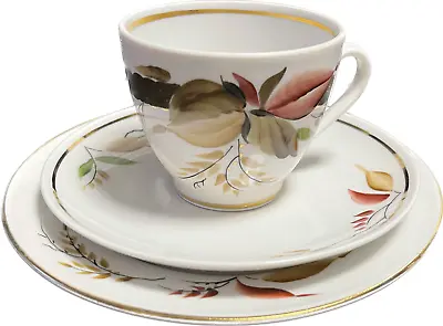 Buy Lomonosov Leafs Coffee Cup & Saucer & Bred Plate Porcelain USSR Russian Red Mark • 96.47£