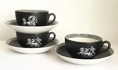 Buy Antique F&R PRATT Old Greek Prattware C19th Pottery Coffee Cup Saucer Duo X 3 • 29.99£