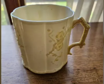 Buy Vintage BELLEEK Pottery Thorn Pattern Yellow Coffee  / Tea Mug Green Mark • 14.39£
