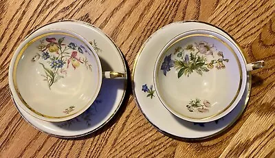 Buy Vintage Bavarian Schirnding Tea Cup Set X2 Porcelain With Gold Trim Floral • 24.94£