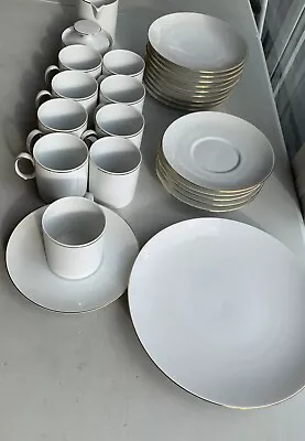 Buy Thomas Germany Vintage Dinnerware Cups Saucers Plates Bowl Milk Jug White Gold • 29.99£