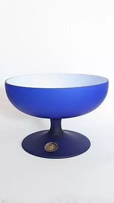 Buy Carlo Moretti White Cased Glass Cobalt Blue Satinised Footed Compote Bowl  • 69.99£