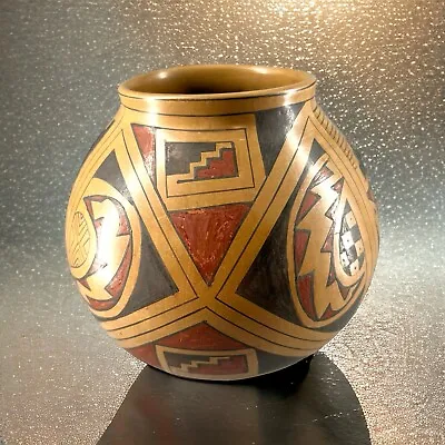 Buy 1998 Signed Mexican Mata Ortiz  Polychrome Handmade Pottery Pot Planter Vessel • 37.92£