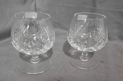 Buy Two Small Cut Glass Crystal Brandy Glasses - Pre-Owned • 7£