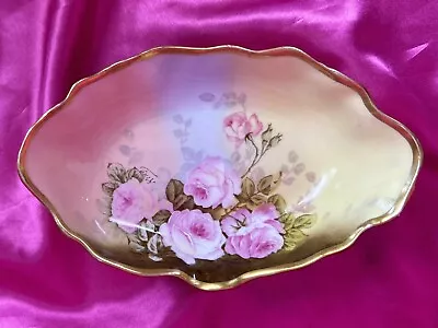 Buy Antique Limoges Pitkin & Brooks Studio Hand Painted Pink Roses Candy Dish Bonbon • 67.19£