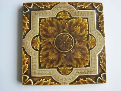 Buy Antique Victorian 6  Moulded Majolica Glazed Flaxman Tile - J.w.wade C1884-1904 • 20£