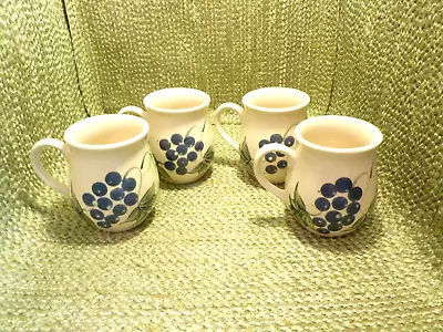 Buy Set 4 Very Pretty Holkham Studio Pottery Tea/coffee Mugs Hand Decorated • 18.99£