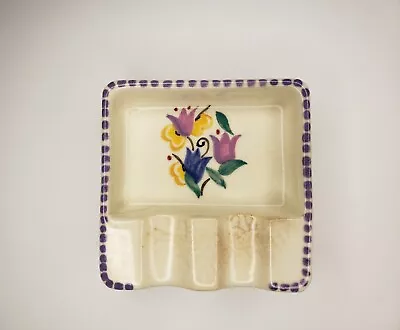 Buy Vintage POOLE POTTERY Of England Floral Art Deco Ashtray *Signed* • 18.97£