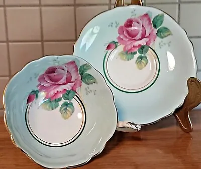 Buy PARAGON Cabbage Rose Warrant By Appointment 2The Queen Green Pink Teacup C1939 • 478.56£