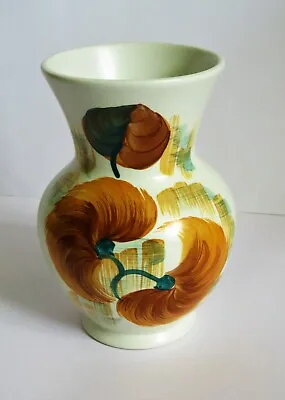 Buy E Radford Pottery England Handpainted Vase Floral Leaf Design Green Orange Brown • 15.99£