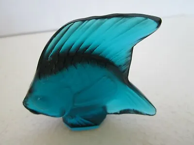 Buy Lalique Art Glass TEAL BLUE Angel Fish French Crystal France Paperweight • 105.48£