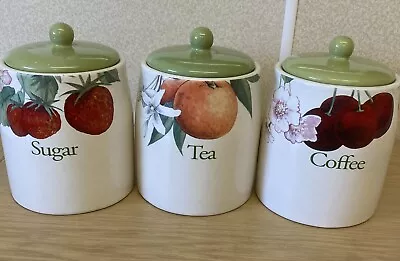 Buy Vintage Arthur Wood Fruit Grove Tea, Coffee And Sugar Jars • 20£