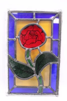 Buy STAINED GLASS SUNCATCHER Rose Wall Plaque Window Hanging 29cmx19cm - I04 • 9.99£