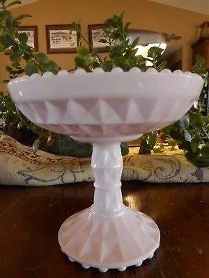 Buy Pink Milk Glass Pedestal Glassware Farmhouse Vintage Decor 6  Diam 5.5  Tall • 62.47£