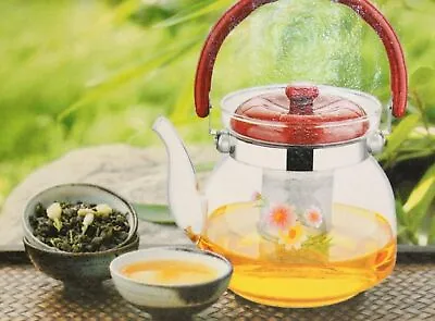 Buy Glass Teapot With Handle Herbal Blooming Tea Kettle Stovetop Safe Filter Infuser • 13.97£